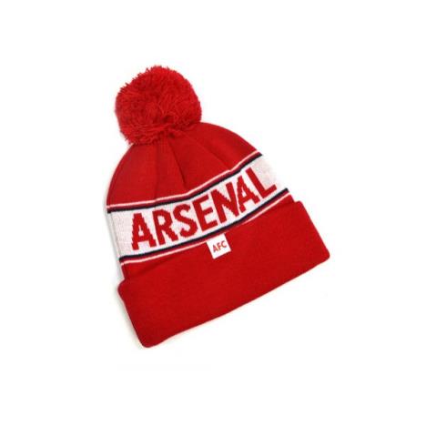 Arsenal Text Knitted Bobble Hat Red RED