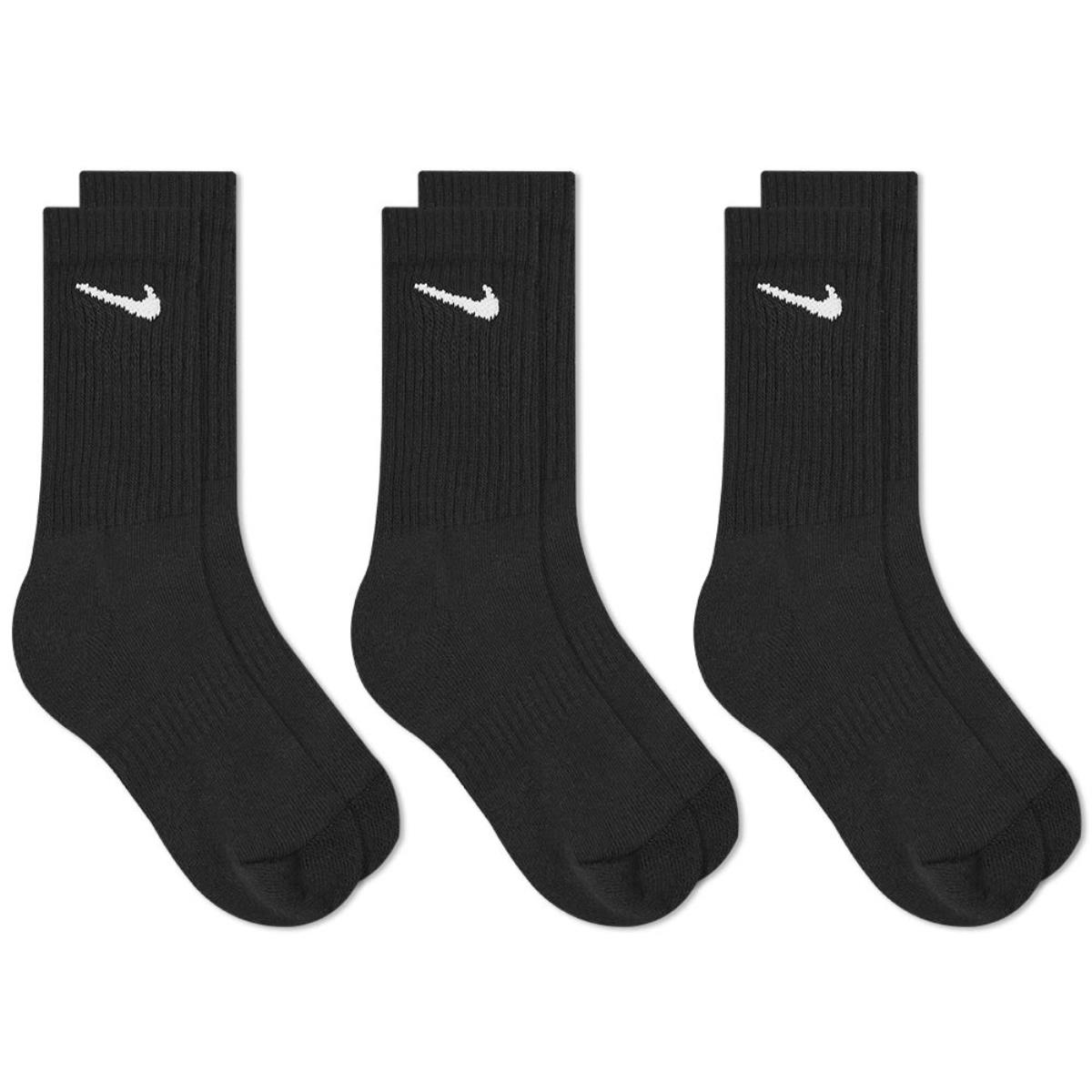 nike golf everyday cushion crew socks - 3 pair sx7664 black | PMC ...